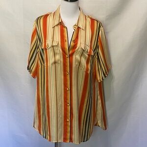 Jones New York beautiful fall color striped short sleeve blouse Size 1X